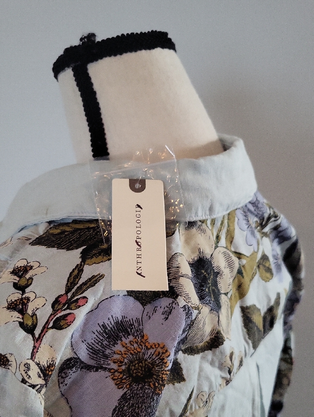 Anthropologie Light Blue Floral Maxi Dress with Tie Waist - Picture 4 of 7